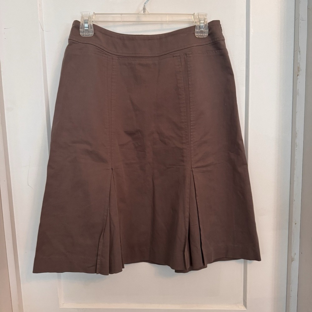 Vintage Doncaster Brown Pleated A-line Midi Skirt Size 6 Lagenlook  granola Core